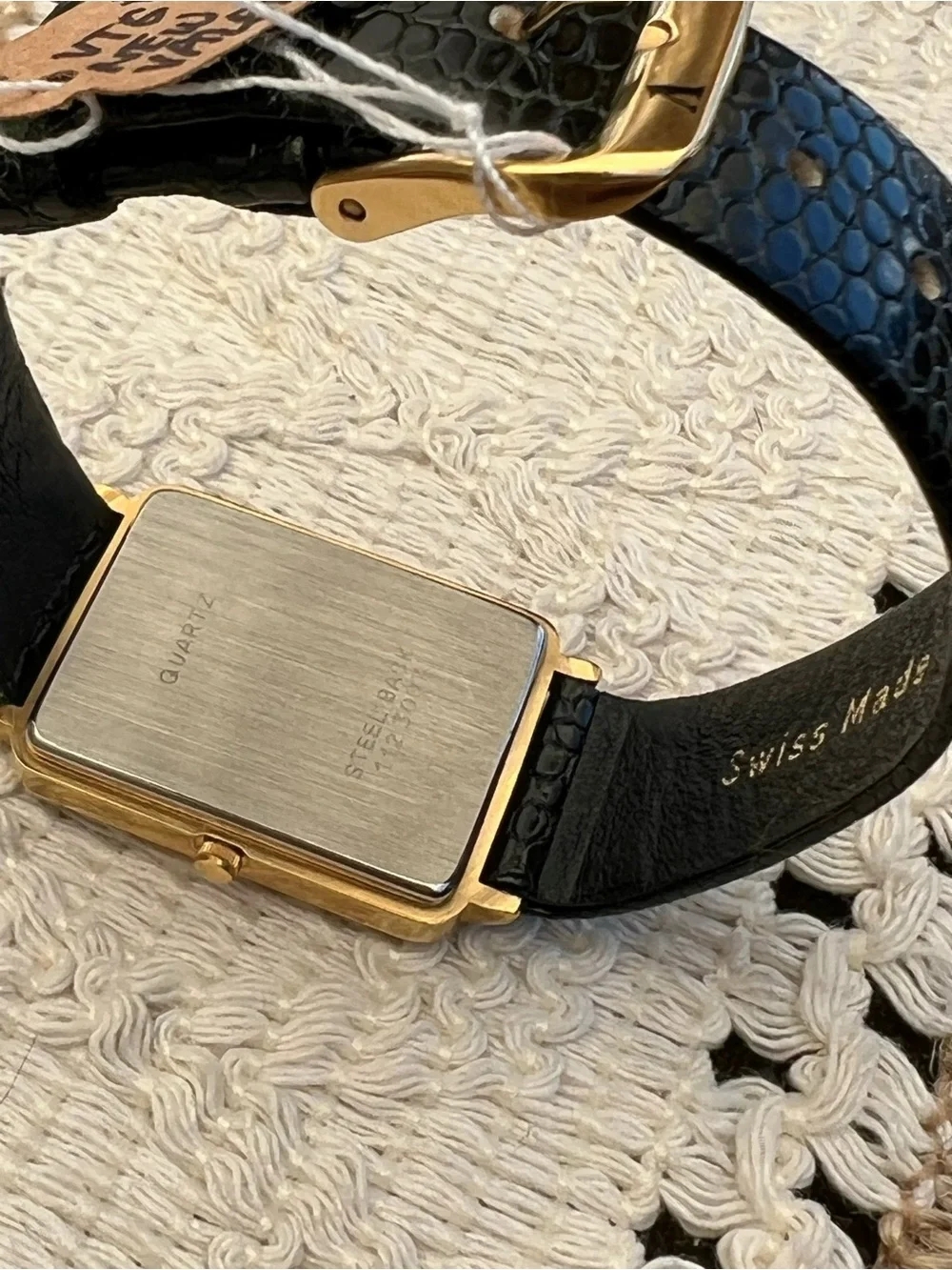 Rare Vintage 80’s Valentino Black and Gold Rectangular Watch